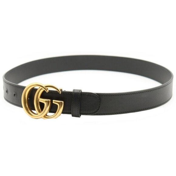 Gucci Accessories - Gucci GG Marmont Belt Black Leather Gold Hardware